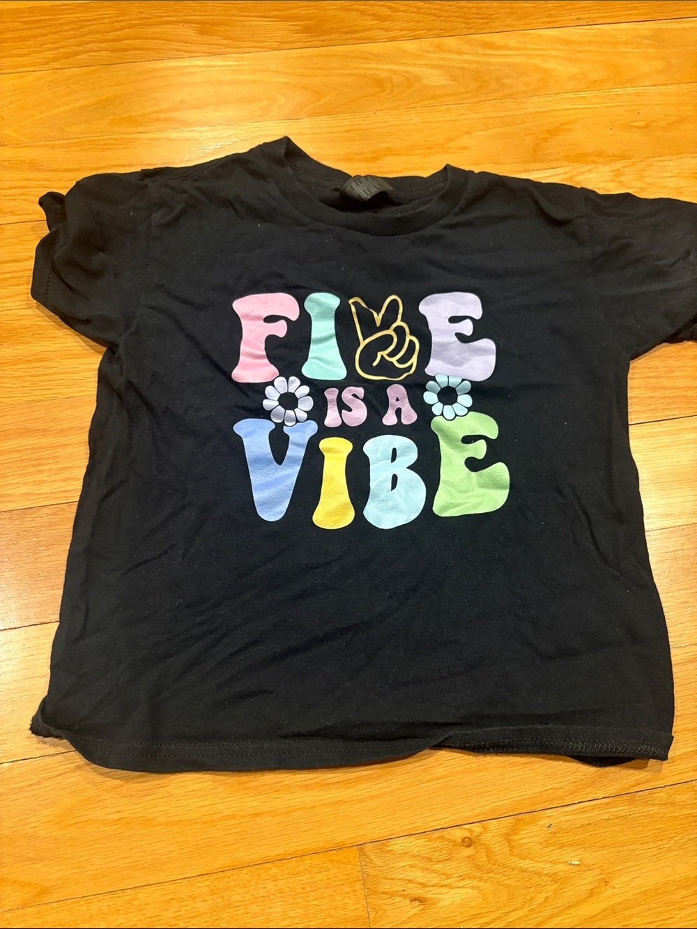 Kids Black "Five is a Vibe" Graphic Tee